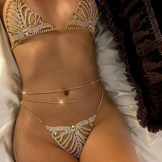 Mermaid Rhinestone Lingerie Set | Diamond Bikini