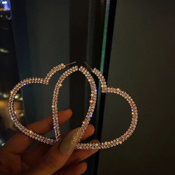 Big Heart Diamond Hoop Earrings