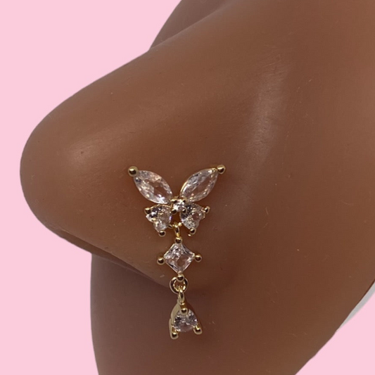 butterfly dangle nose ring