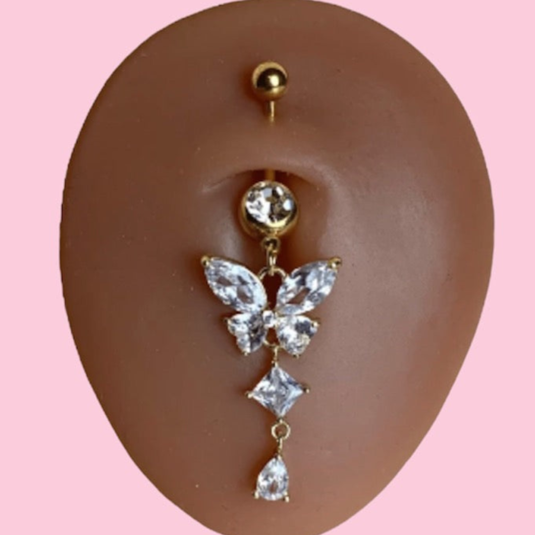 Crystal Butterfly Belly Ring