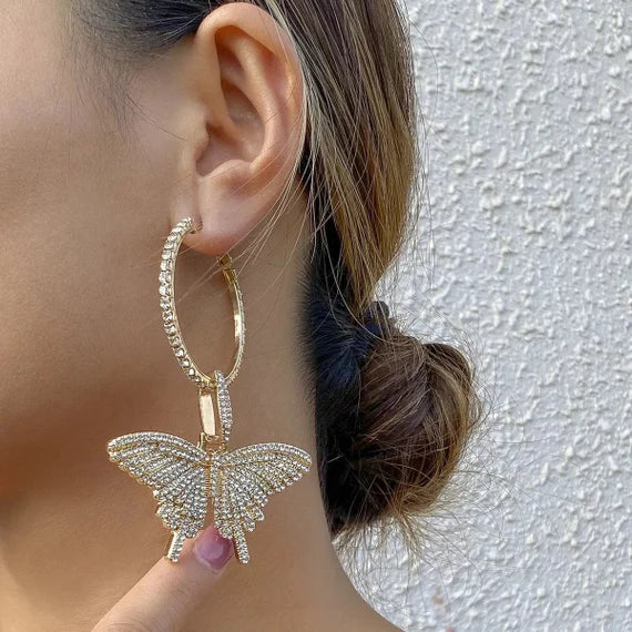 Big Butterfly Hoop Earrings