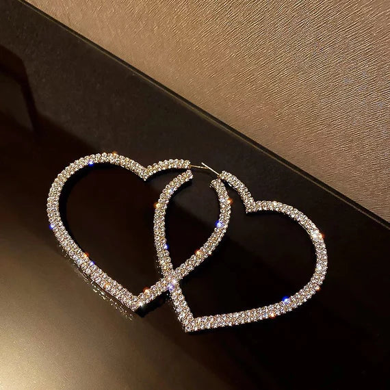 Big Heart Diamond Hoop Earrings