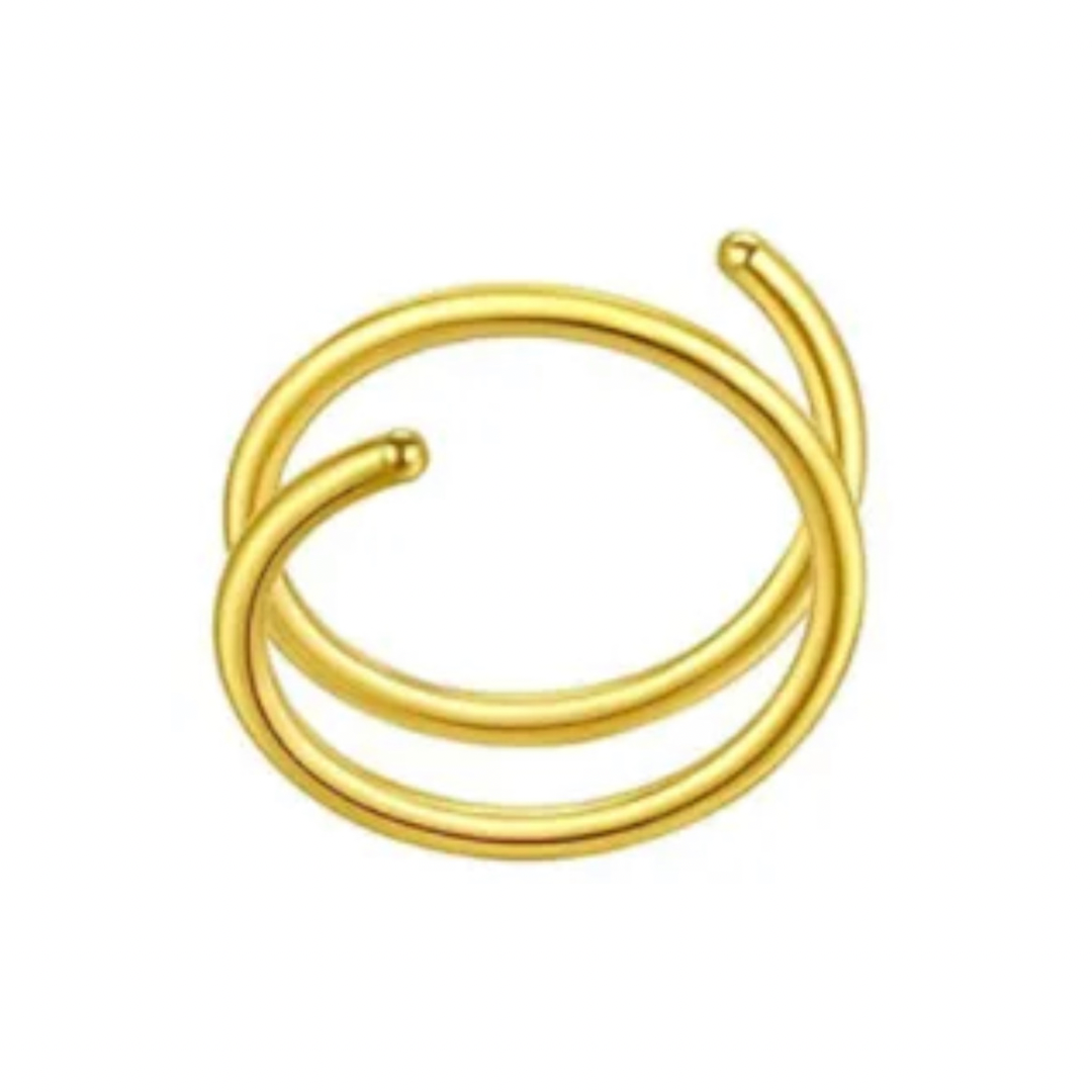 gold double nose hoop
